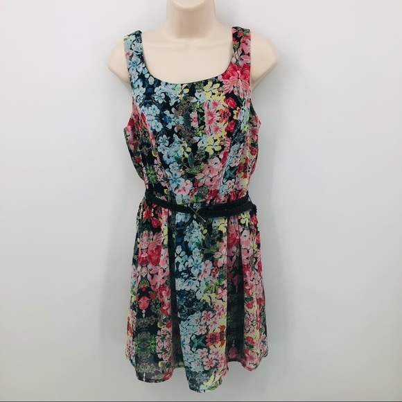 Speechless‎ Juniors floral dress with belt size 5 - Picture 1 of 12